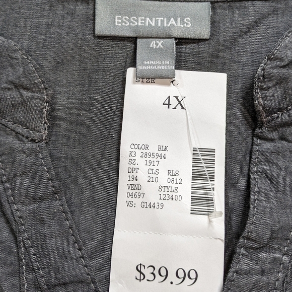 ✨3/$15  NWT Essentials grey sequin accent button down long sleeve top 4X - Picture 7 of 8